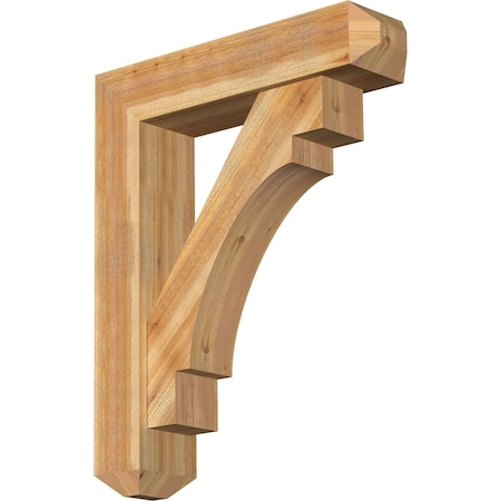 Merced Craftsman Rough Sawn Bracket W/ Offset Brace, Western Red Cedar, 8W X 34D X 42H